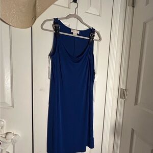 Michael Kors Blue Cowl Neck Sheath Mini Dress